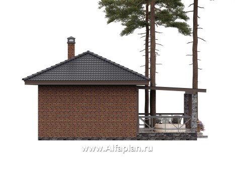 Проект бани, каркасный дом, с большой террасой  - превью дополнительного изображения №5