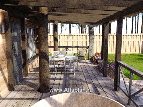 Проект бани, каркасный дом, с большой террасой  - превью дополнительного изображения №7