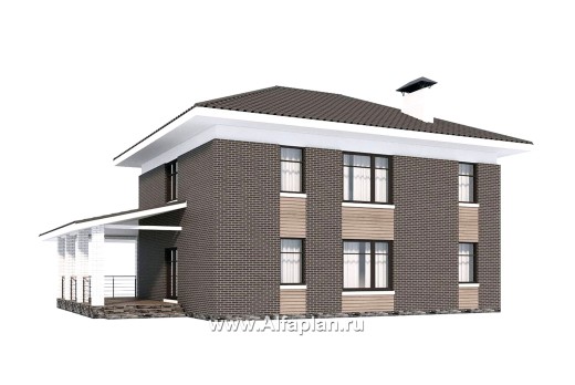 «Вермеер» - проект двухэтажного дома, планировка с лестницей в гостиной и мастер спальня, с террасой - превью дополнительного изображения №5