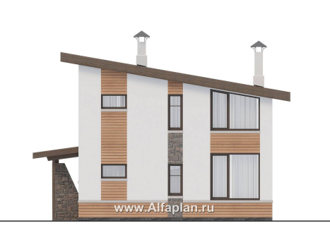 Проекты домов Альфаплан - "Джекпот" - проект каркасного дома с односкатной кровлей, строить быстро, жить - комфортно - превью фасада №4