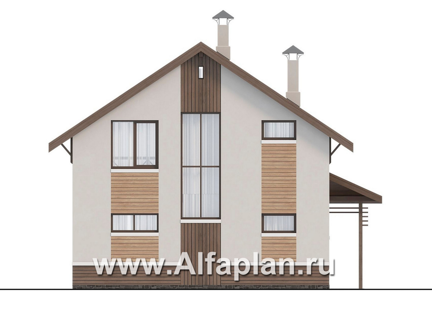 «Бессер» - проект каркасного дома с мансардой, в скандинавском стиле - фасад дома