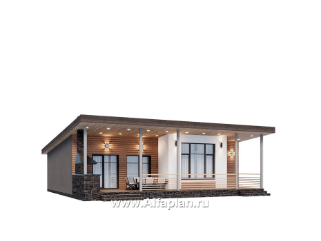 «Талисман» - проект одноэтажного дома с террасой, с односкатной кровлей,  2 спальни - превью дополнительного изображения №1