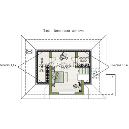 «Тигода» - проект простого дома с мансардой, в скандинавском стиле - превью план дома