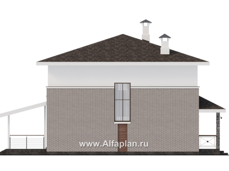 «Остров сокровищ» - проект простого дома из газобетона, планировка с кабинетом на 1 эт, с террасой - превью фасада дома
