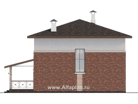 «Остров сокровищ» - проект простого дома из газобетона, с террасой со стороны главного фасада - превью фасада дома