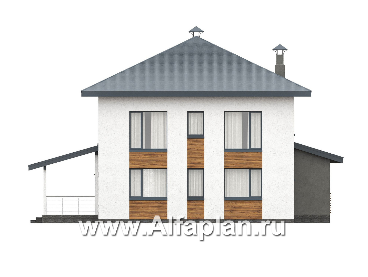 «Чистая линия» - проект дома, 2 этажа, с двусветной гостиной, с террасой, в современном стиле - фасад дома