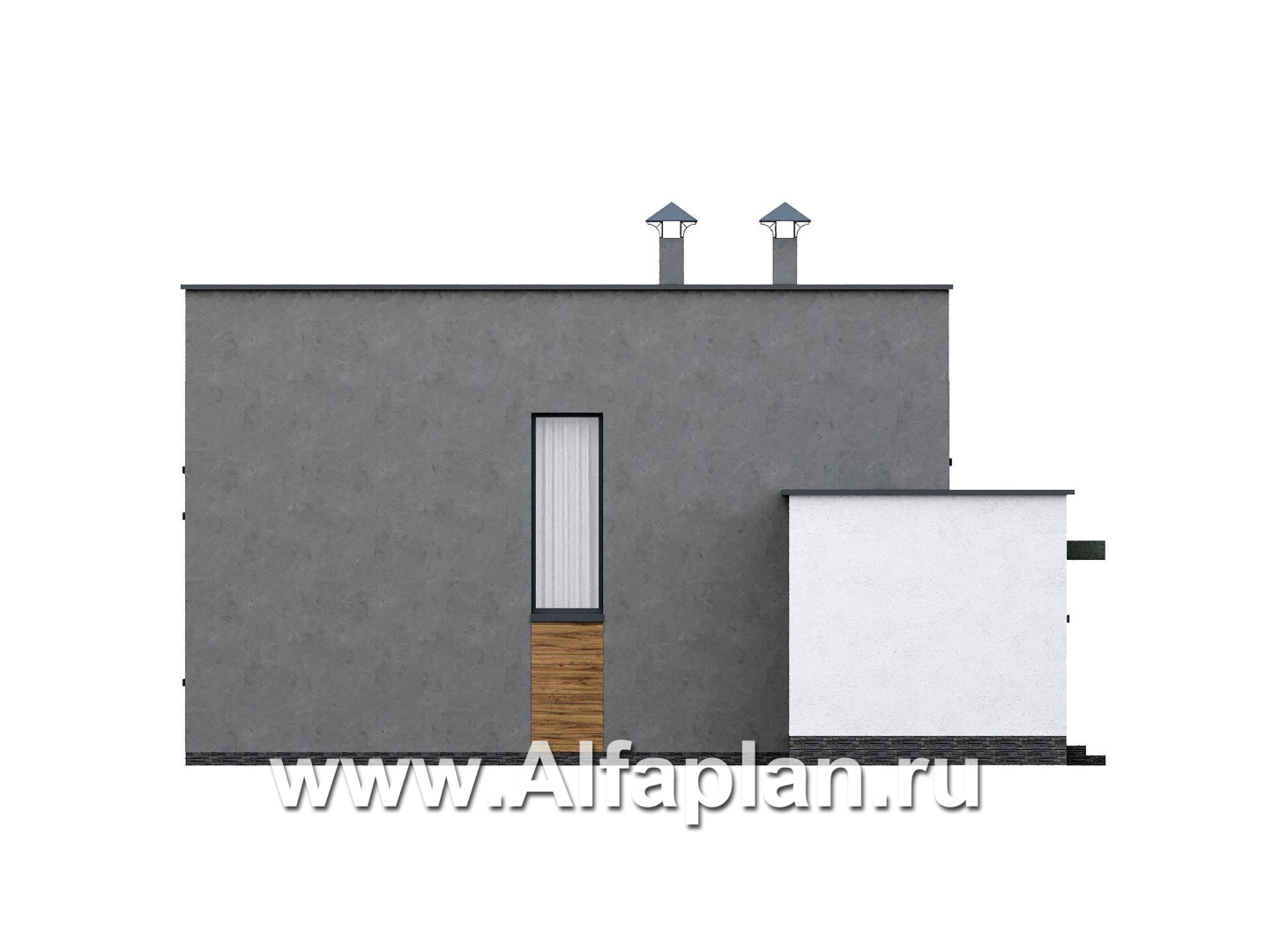 «Коронадо» - проект дома, 2 этажа, со вторым светом гостиной, с террасой и плоской крышей, в стиле хай-тек - фасад дома