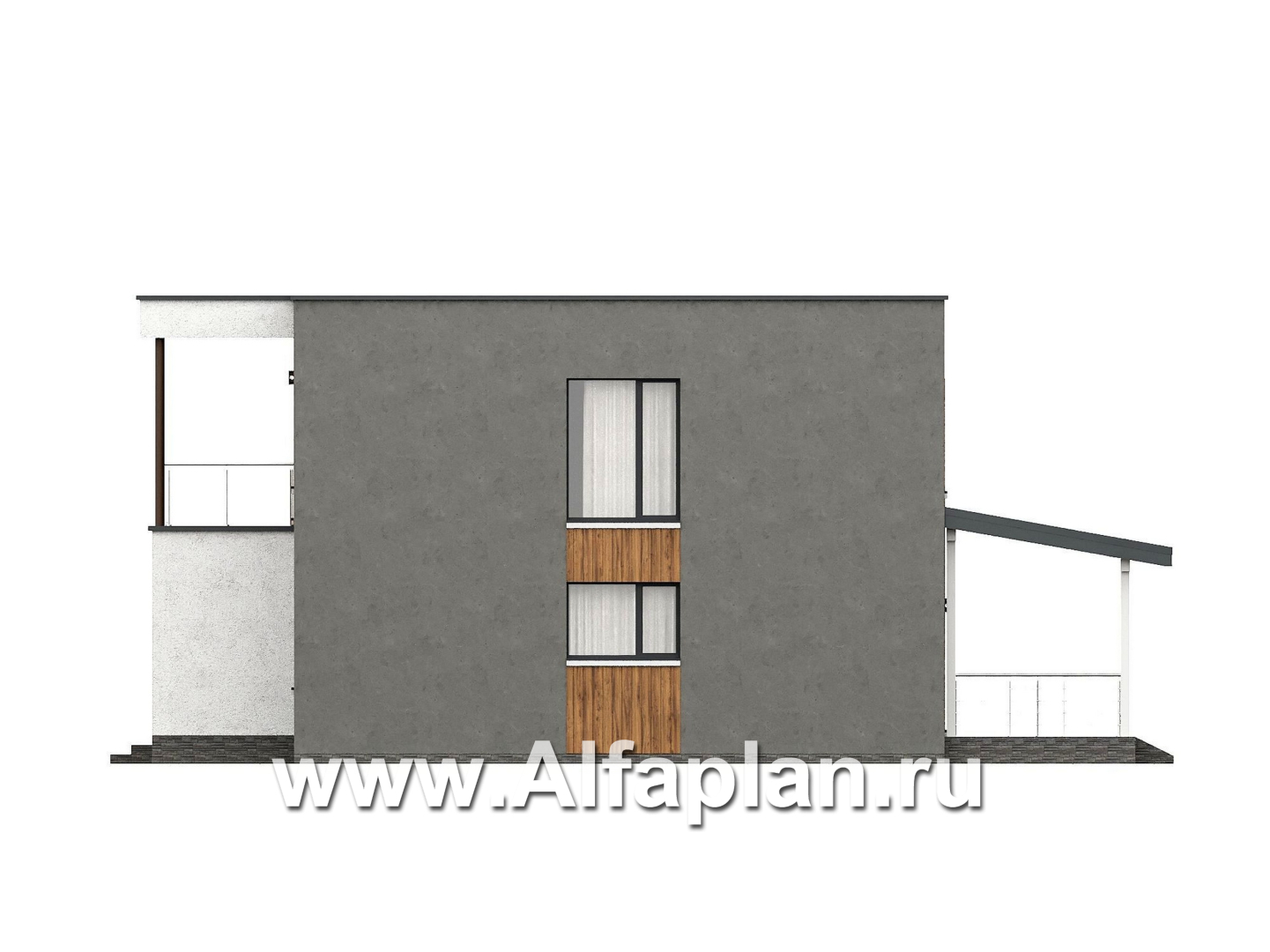 «Викинг» - проект дома, 2 этажа, с сауной и с террасой, в стиле хай-тек - фасад дома