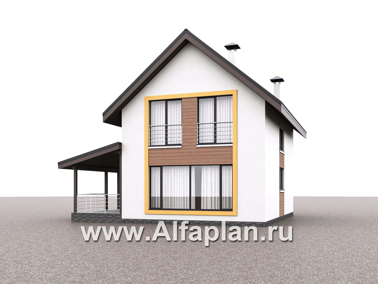 «Викинг» - проект дома, 2 этажа, с сауной и с террасой сбоку, в скандинавском стиле - дизайн дома №3