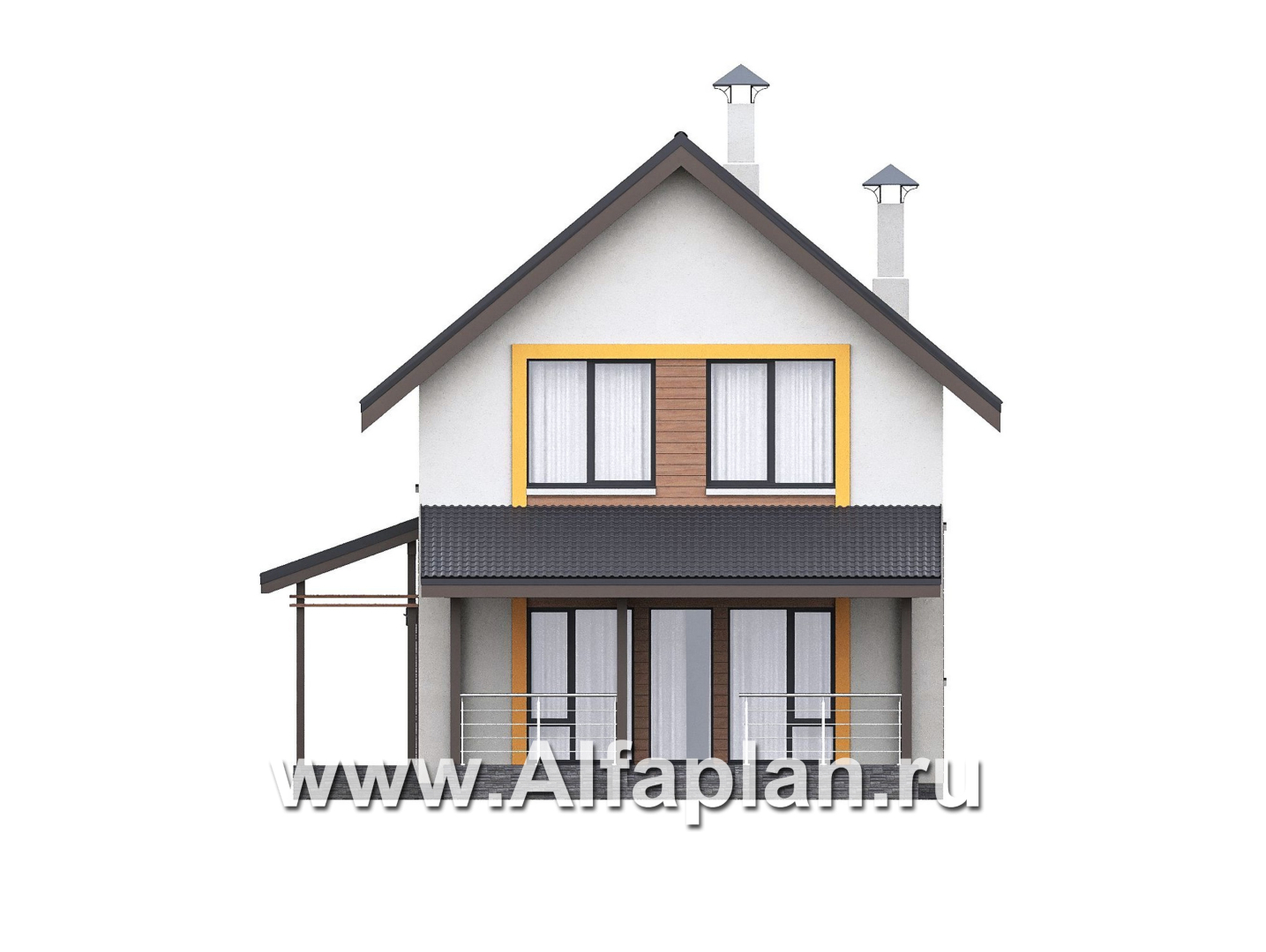 «Викинг» - проект дома, 2 этажа, с сауной и с террасой, в скандинавском стиле - фасад дома