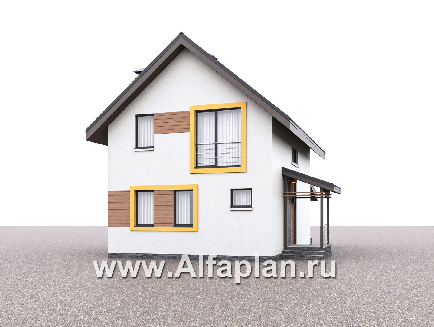 «Викинг» - проект дома, 2 этажа, с сауной и с террасой, в скандинавском стиле - дизайн дома №1