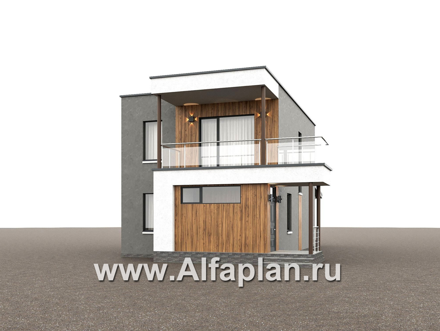 «Викинг» - проект дома, 2 этажа, с сауной и с террасой, в стиле хай-тек - дизайн дома №1