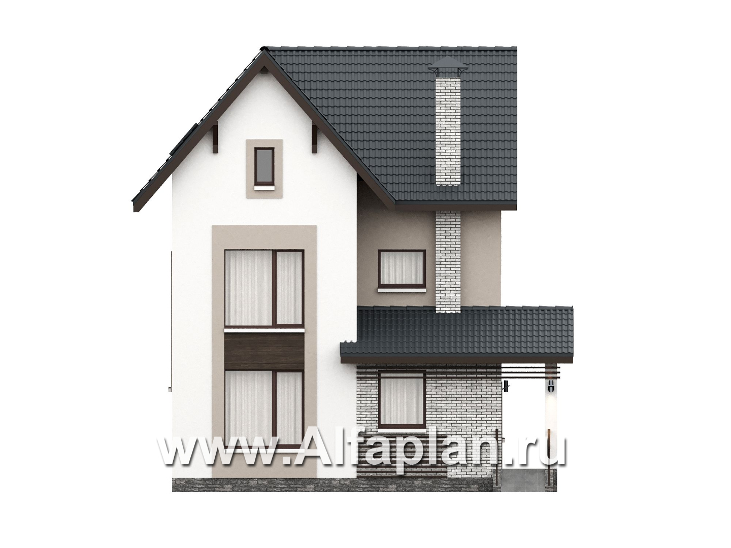 «Темная долина» - проект двухэтажного дома, с мансардой - фасад дома