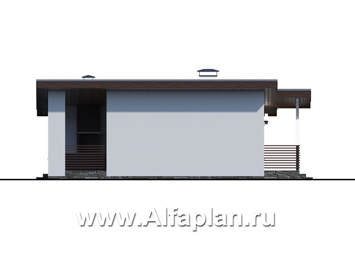 «Вита» -проект одноэтажного каркасного дома с террасой, в скандинавском стиле - фасад дома