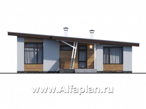 «Вита» -проект одноэтажного каркасного дома с террасой, в скандинавском стиле - превью фасада дома