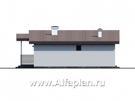 «Вита» -проект одноэтажного каркасного дома с террасой, в скандинавском стиле - превью фасада дома