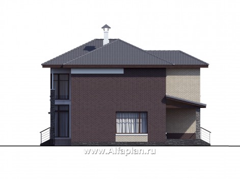 «Ренуар» - проект двухэтажного дома из газобетона, планировка с двумя спальнями на 1 эт, и террасой - превью фасада дома