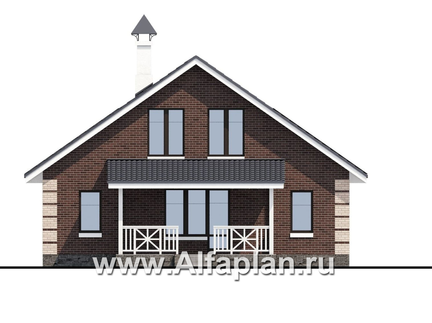 «Замечательный сосед» - проект дома с мансардой, с террасой, с удобным планом - фасад дома