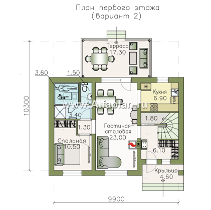 «Замечательный сосед» - проект дома с мансардой, с террасой, с удобным планом - превью план дома