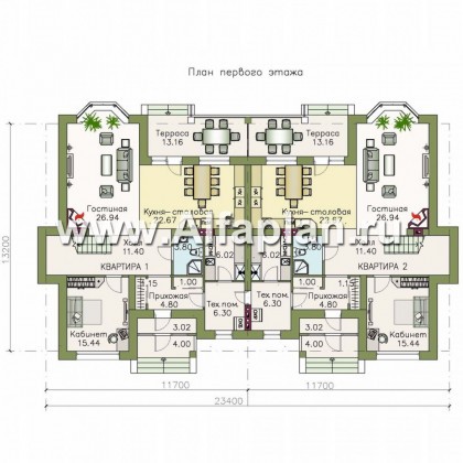 «Репутация»-проект двухэтажного дома из газобетона, планировка с эркером и с террасой, таунхаус в английском стиле - превью план дома