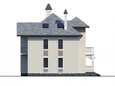 «Разумовский» - проект двухэтажного дома из кирпича, с террасой и с балконом - превью фасада дома