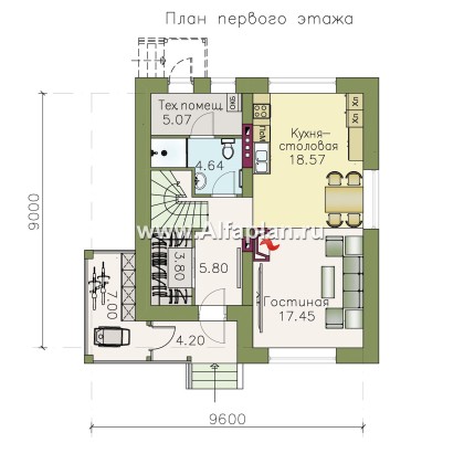 «Оптима»- проект двухэтажного дома, в современном стиле, удобный план - превью план дома