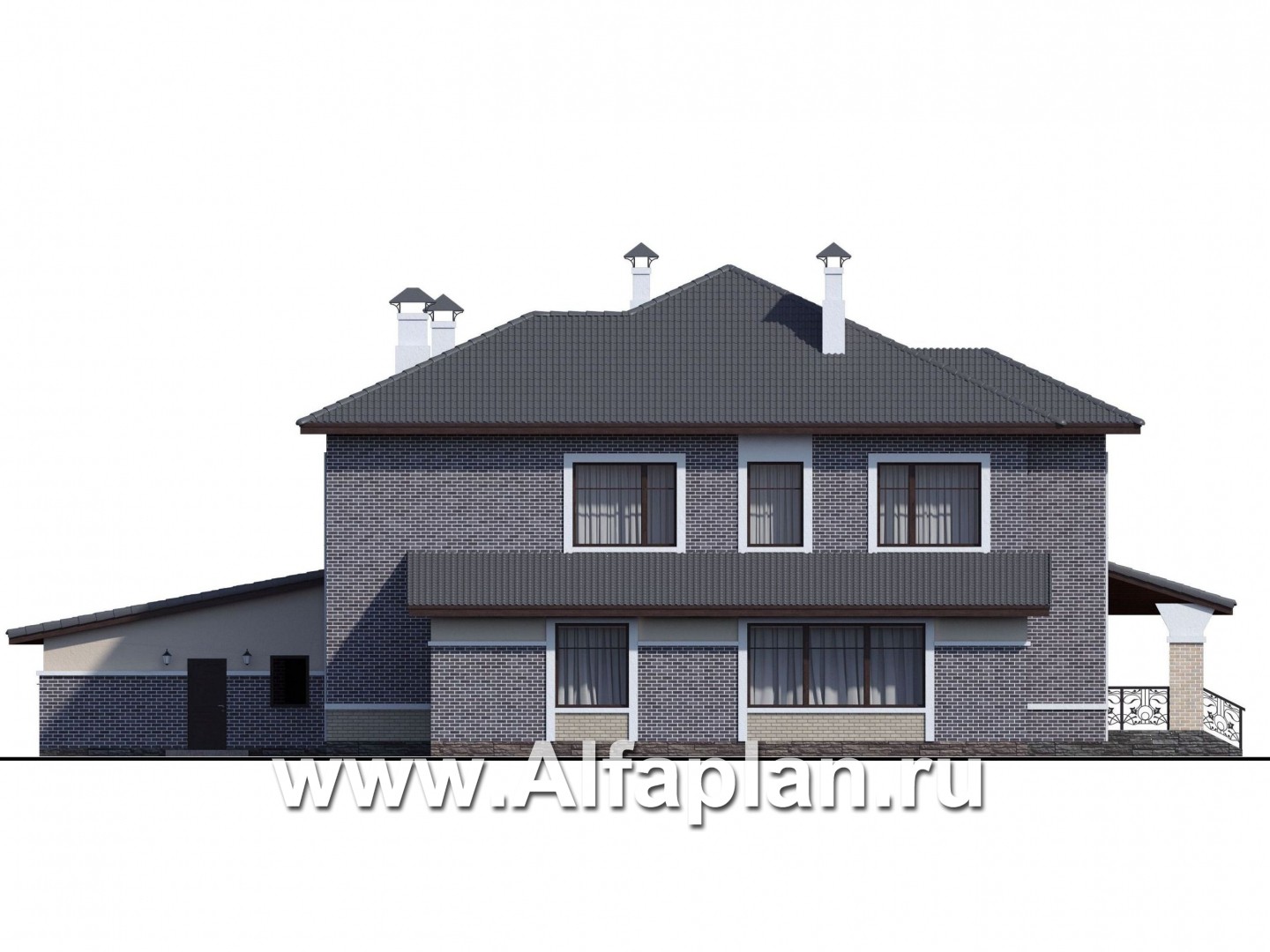 «Арно» - проект двухэтажного дома,  с двусветной гостиной,с бассейном и с террасой, с гаражом на 2 авто - фасад дома