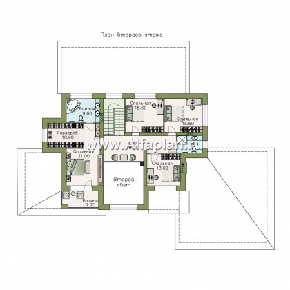 «Арно» - проект двухэтажного дома,  с двусветной гостиной,с бассейном и с террасой, с гаражом на 2 авто - превью план дома