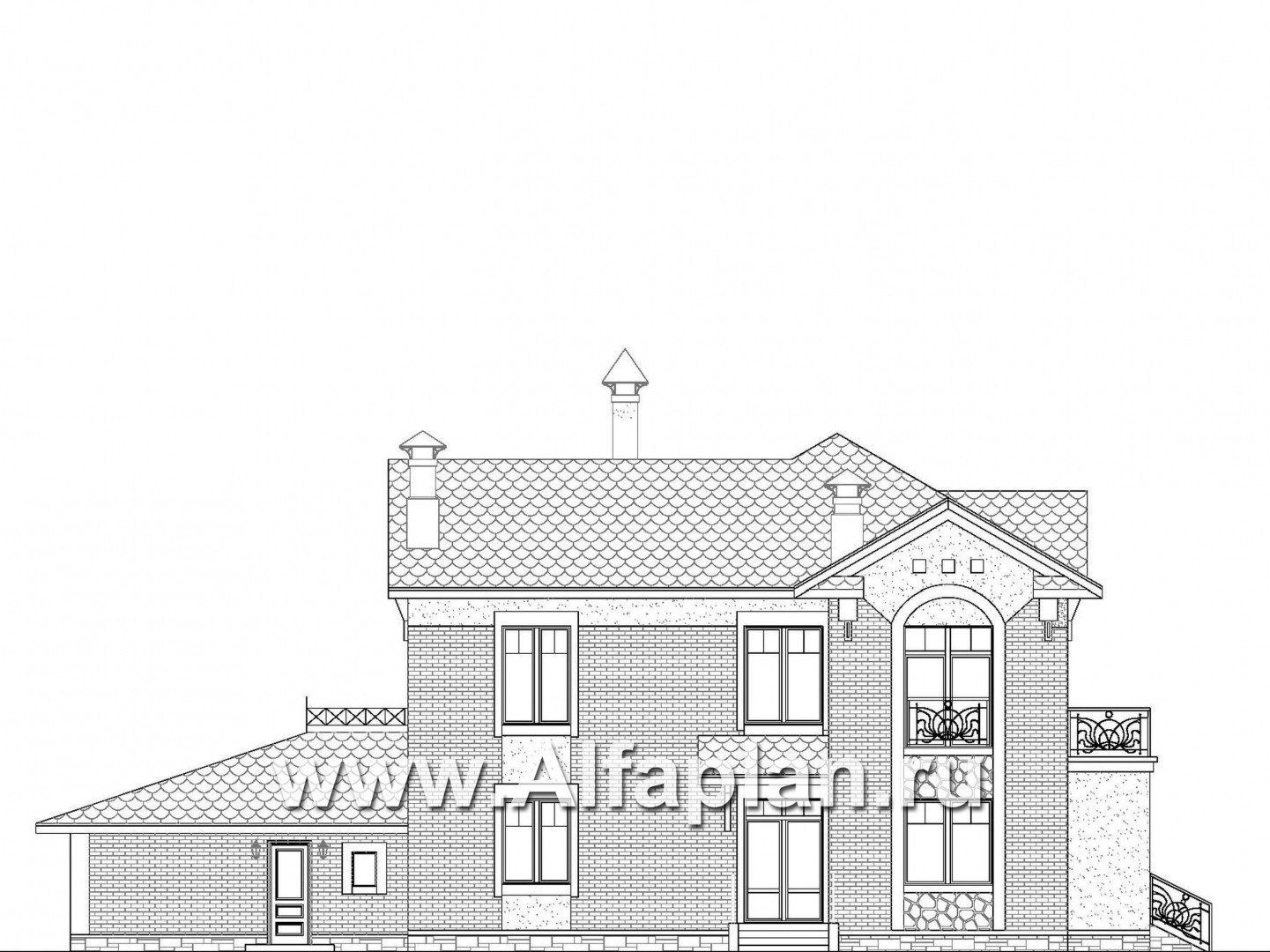 «Голицын» - проект двухэтажного дома, с двусветной гостиной и с террасой, в стиле модерн и гаражом на 2 авто - фасад дома
