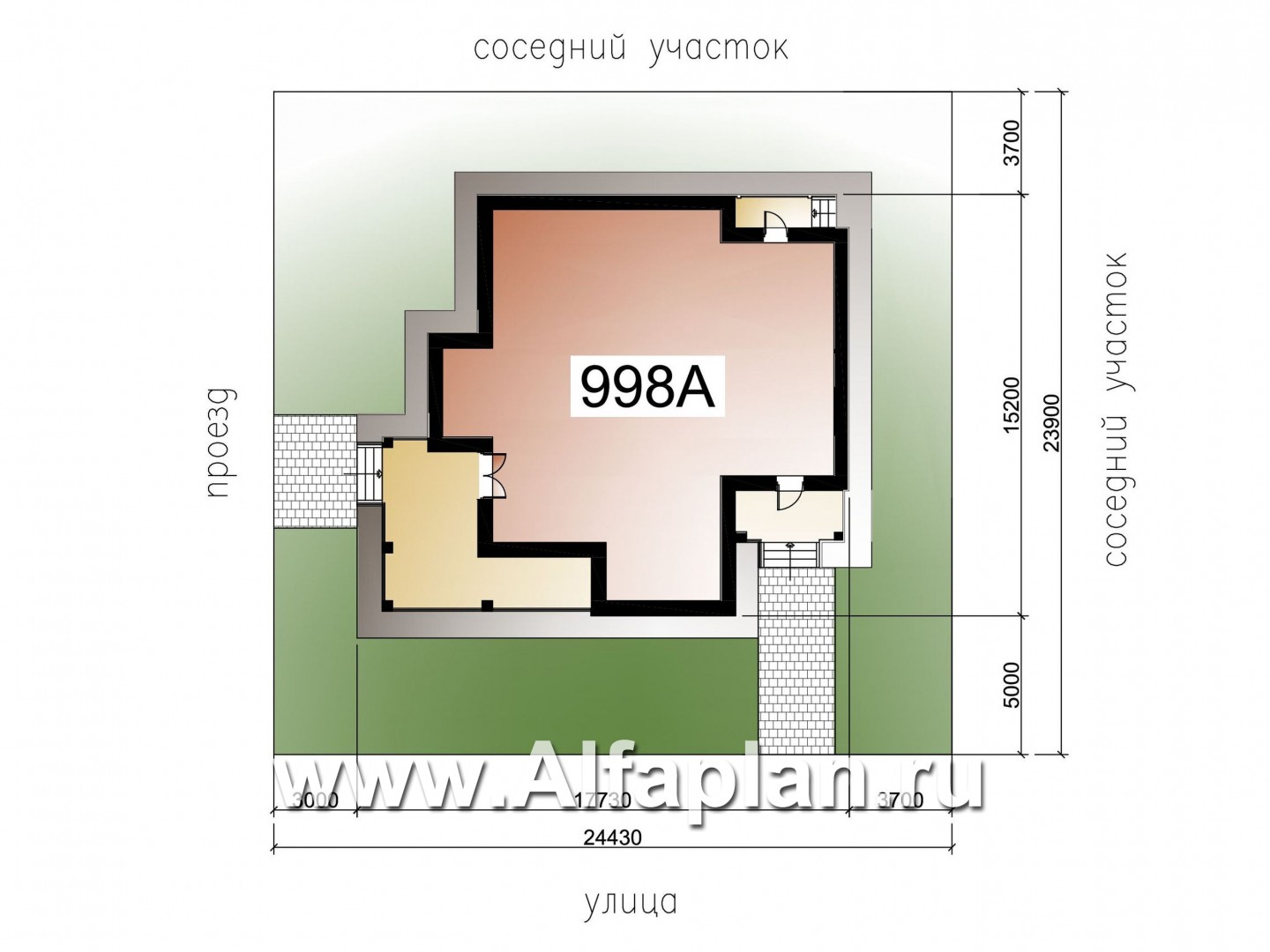 «Голицын» — проект двухэтажного дома из газобетона, с двусветной гостиной, с террасой со стороны входа - дизайн дома №2