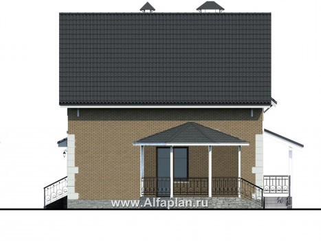 Проект дома с мансардой из газобетона «Оптима», с террасой и гаражом - превью фасада дома