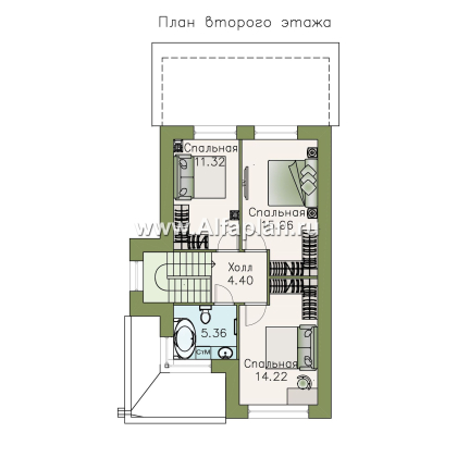 «Арс» - проект двухэтажного дома с плоской кровлей, в стиле хай-тек, для узкого участка - превью план дома
