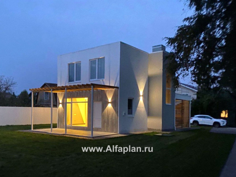 «Арс» - проект двухэтажного дома с плоской кровлей, в стиле хай-тек, для узкого участка - превью дополнительного изображения №12