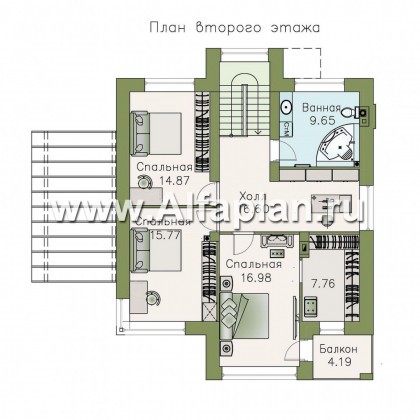 «Печора» - проект двухэтажного дома, в современном стиле, планировка с сауной и с террасой - превью план дома