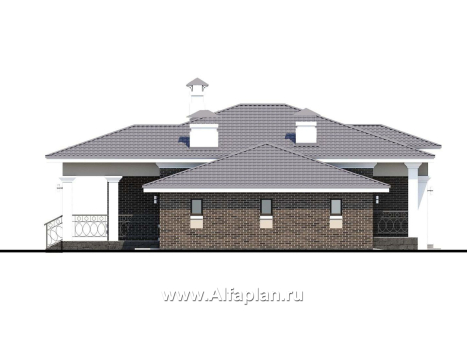 «Жасмин» - проект одноэтажного дома в классическом стиле, с гаражом - превью фасада дома