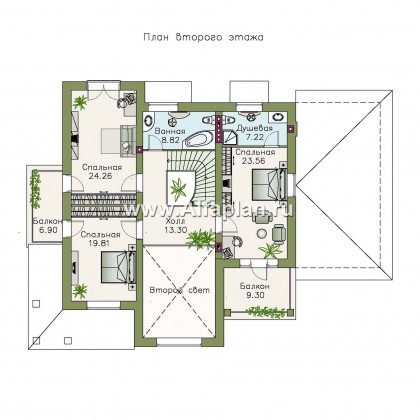 «Голицын» - проект двухэтажного дома, с двусветной гостиной и с террасой, в стиле модерн, с гаражом - превью план дома