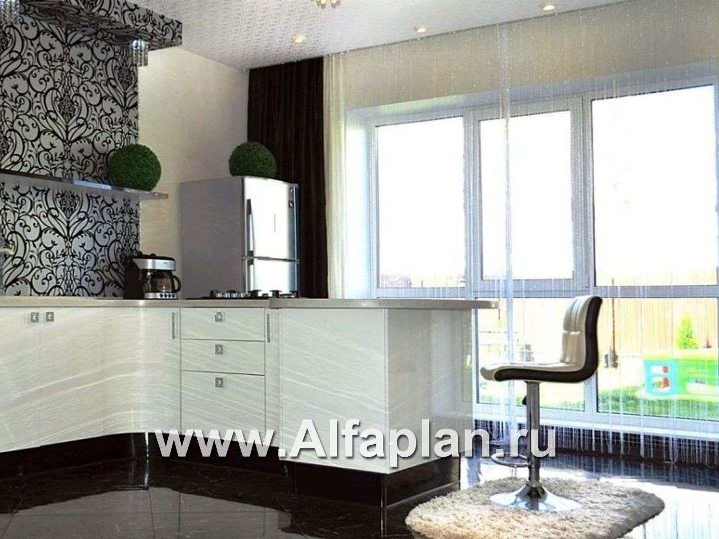 «Солярис» - проект дома с мансардой из газобетона, с террасой,  с двусветной гостиной - дизайн дома №6