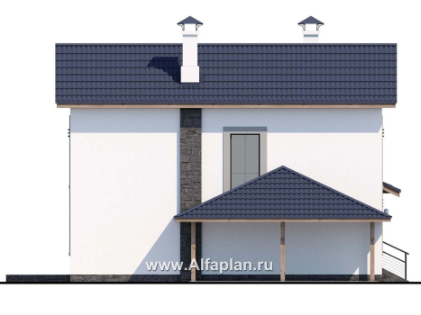 «Каюткомпания» - проект двухэтажного дома для небольшой семьи, 3 спальни, с навесом для авто - превью фасада дома