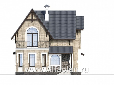 «Оптима» - проект красивого дома с мансардой, с эркером и с террасой - превью фасада дома