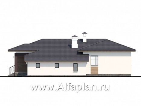 «Пассия» - проект одноэтажного дома, с террасой и с гаражом, в современном стиле - превью фасада дома