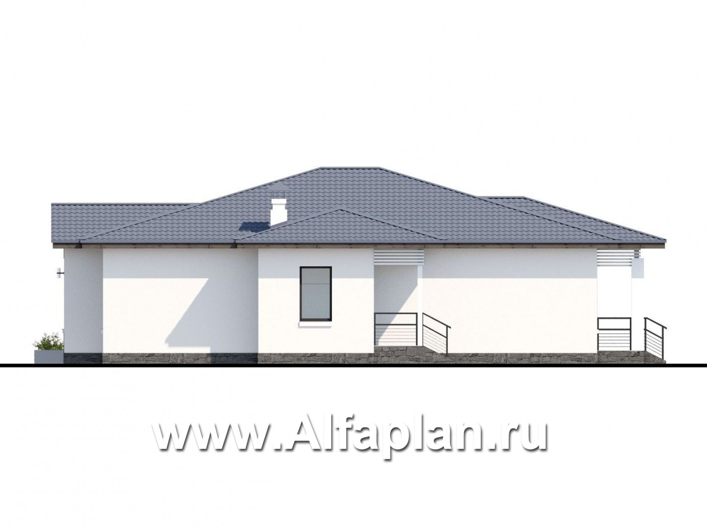 «Калипсо» - проект одноэтажного дома, 4 спальни, c террасой, в современном стиле - фасад дома