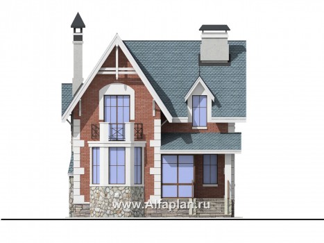 «Стелла»- проект дома с мансардой, с террасой, в английском стиле - превью фасада дома
