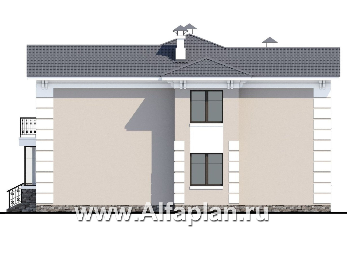 «Галатея» - проект двухэтажного дома с эркером и с террасой, в стиле эклектика - фасад дома