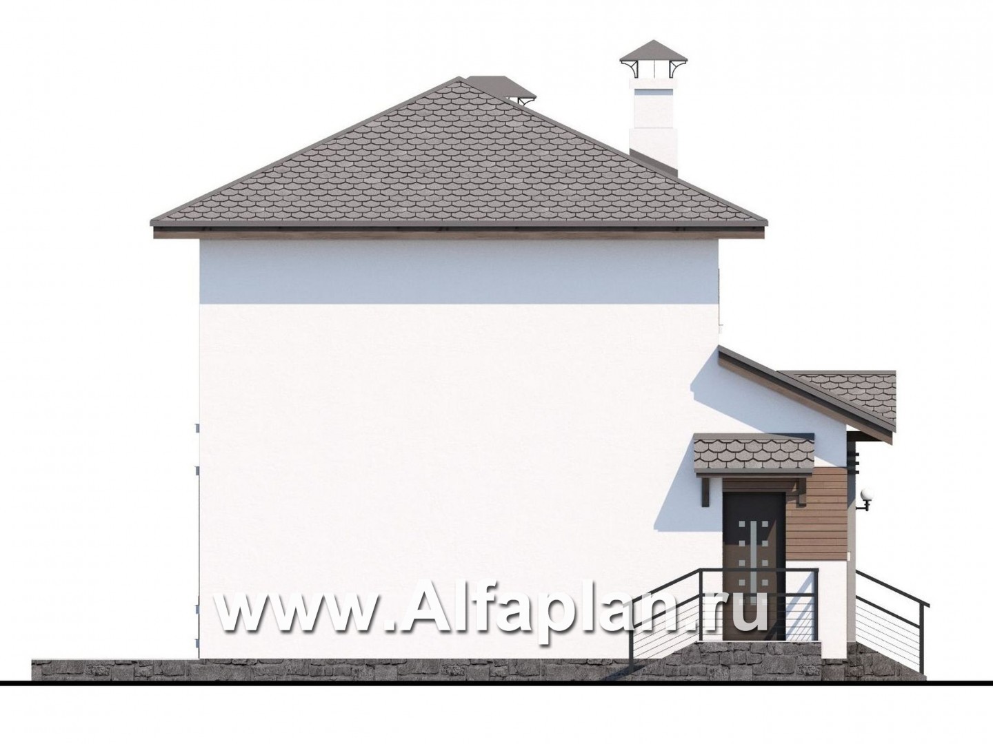 «Карат» - проект простого двухэтажного дома из газобетона, в современном стиле - фасад дома