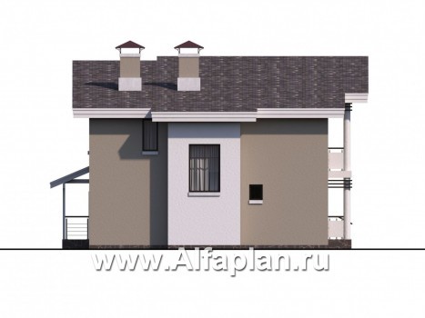 «Квантум» - проект двухэтажного дома с угловой террасой, с односкатной крышей, в стиле хай-тек - превью фасада дома