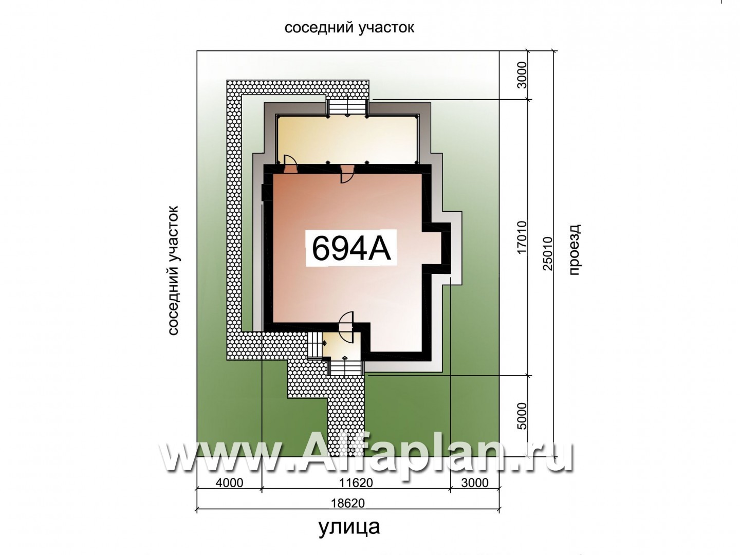 «Вязьма» - проект двухэтажного дома из газобетона, планировка с двусветной гостиной, с террасой - дизайн дома №1