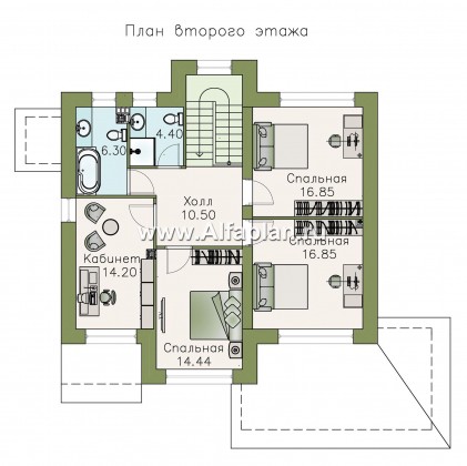 «Светлая полоса» - проект двухэтажного дома, современный стиль, с террасой - превью план дома
