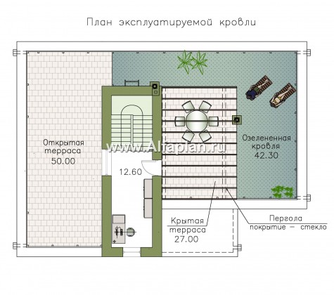 «Гоген» - проект двухэтажного дома из газобетона, с террасой, стиль баухаус, с сауной и биллиардной - превью план дома