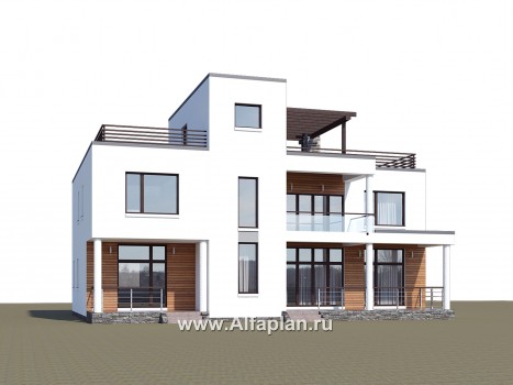 «Гоген» - проект двухэтажного дома из газобетона, с террасой, стиль баухаус, с сауной и биллиардной - превью дополнительного изображения №1