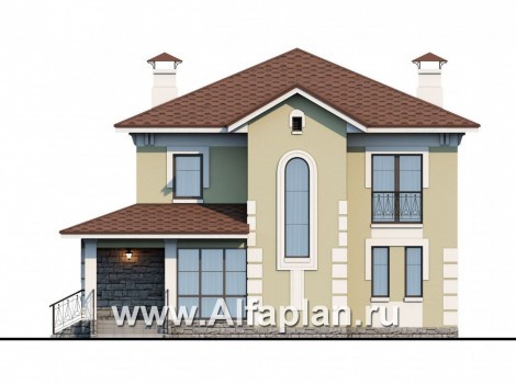«Кваренги» - проект двухэтажного дома, с сауной, с террасой и просторной лоджией - превью фасада дома
